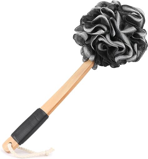 Amazon.com: Black Loofah on a Stick PE Soft Mesh Luffa with Non-Slip ...