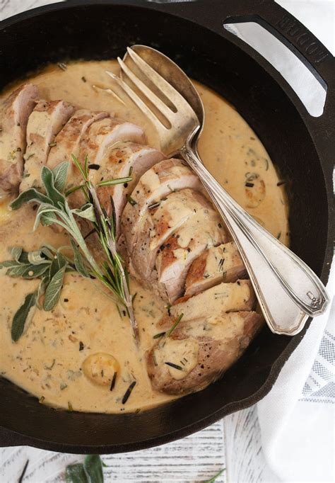 Pork tenderloin with creamy herb and garlic sauce seasons and suppers ...