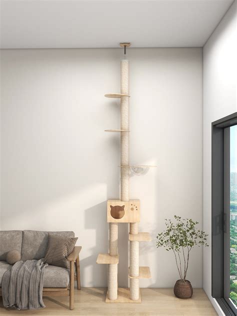 DDhouse Sky-high feline paradise Floor to Ceiling Cat Tree Condo/ Cat ...