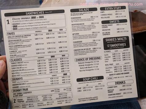 Potbelly Printable Menu