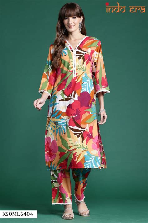 Indo Era 2502 Cotton Printed Kurti With Bottom Collection