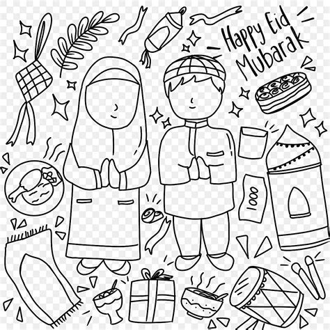 Eid Mubarak Doodle Cute, Eid Drawing, Doodle Drawing, Eid Sketch PNG Transparent Clipart Image ...
