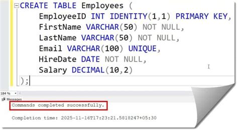 Image result for Create Table with Primary Key SQL