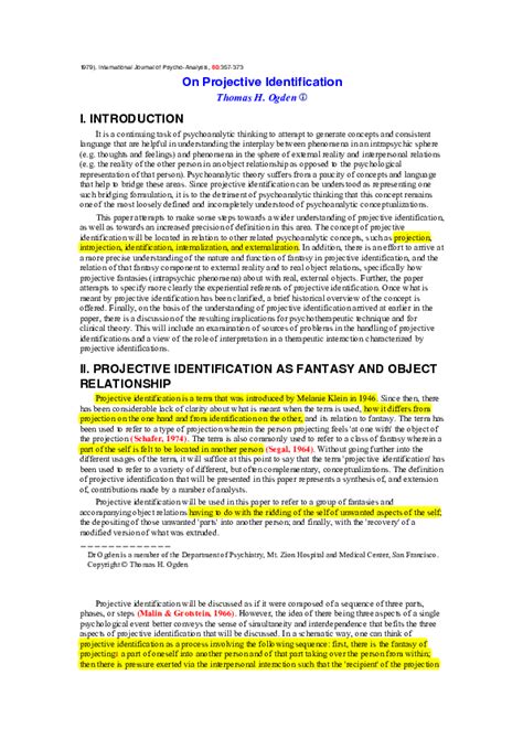 Image result for Projective and Introjective Identification