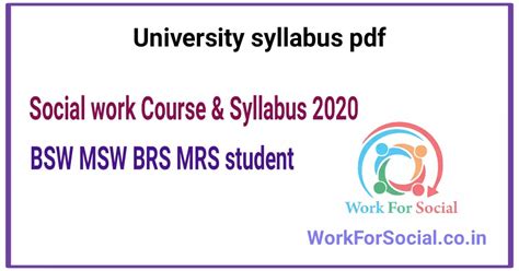 Social work BSW MSW BRS MRS course syllabus pdf