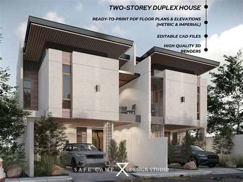 Two Storey Duplex House Architectural Plan, 4 Bedrooms, Balcony, Lanai ...