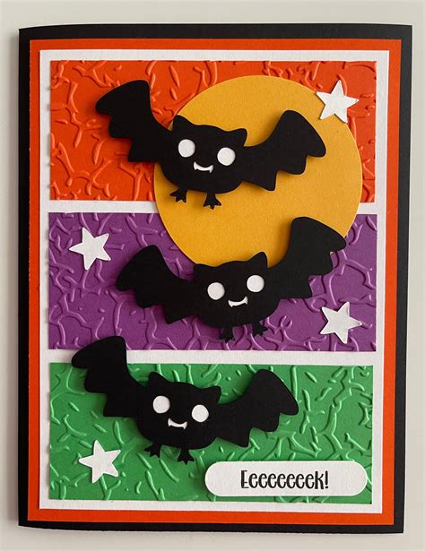 Halloween A2 Card, Handmade, Bats, Moon, Happy Halloween - Etsy ...