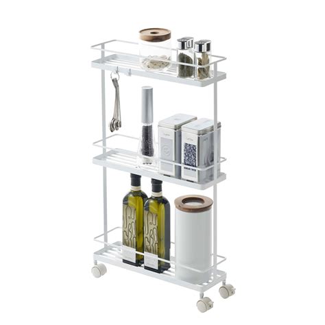 YAMAZAKI home Tower Rolling Kitchen Storage Cart, White : Amazon.in ...