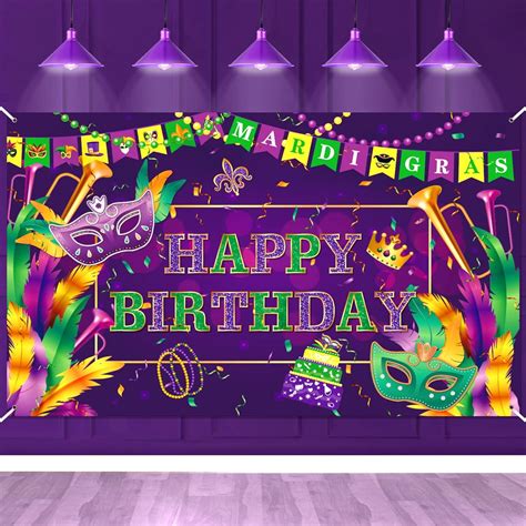 Mardi Gras Birthday Party Decorations Extra Large Purple Happy Birthday ...