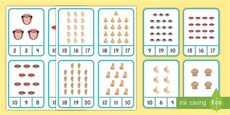 Body Parts Counting to 20 Clip Cards