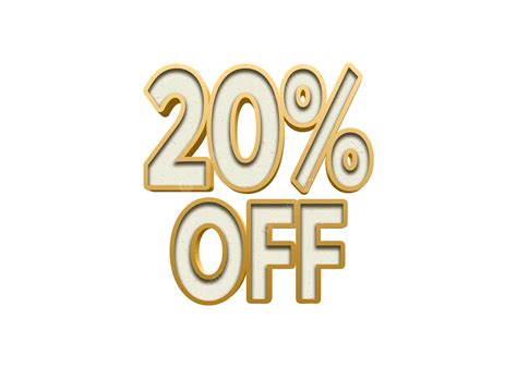 3d Golden 20 Percent Off, Golden Number 20 Off, 20 Percent, 20 Off PNG ...