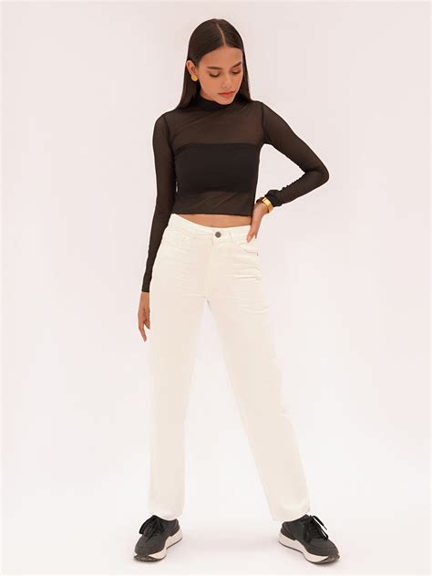 White Straight-Leg Jeans – club76