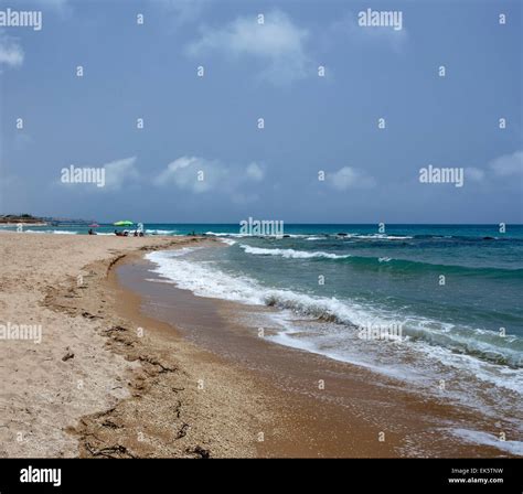 Italy, Sicily, Mediterranean Sea, southern east sandy coastline ...