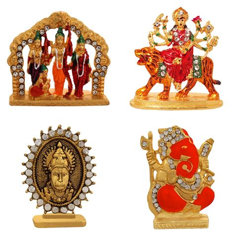 Buy ART N HUB Combo Of 4 Brass Statue God Ram Darbar, Durga Ji, Lord ...