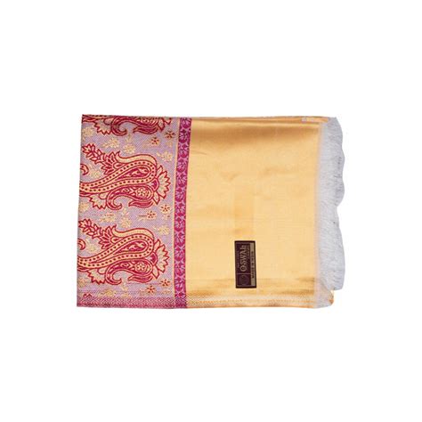 Giri - Pooja Shawl | Towel | Gold Saree with Green Border