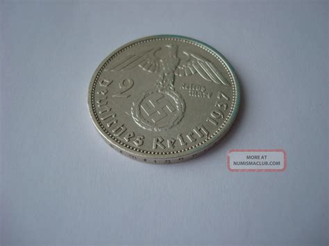 German Silver Third Reich Coin 2 Reichsmark 1937 F Nazi Germany