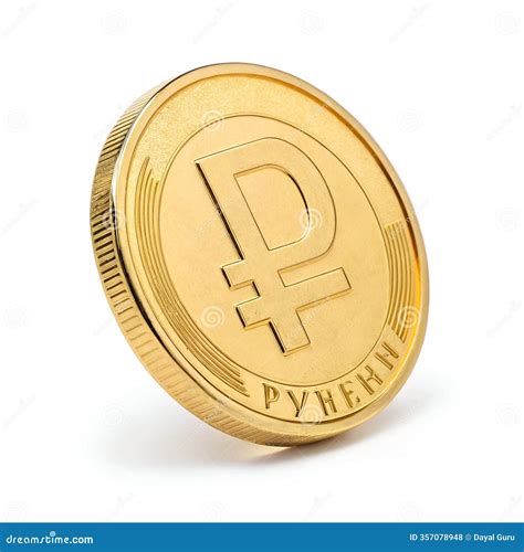 Gold Coin with a Symbol of the Russian Currency Stock Illustration - Illustration of financial ...