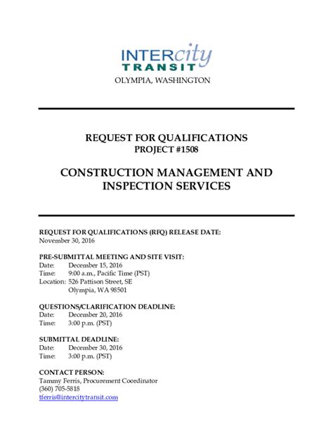 Fillable Online Port of Olympia - Request for qualifications template ...
