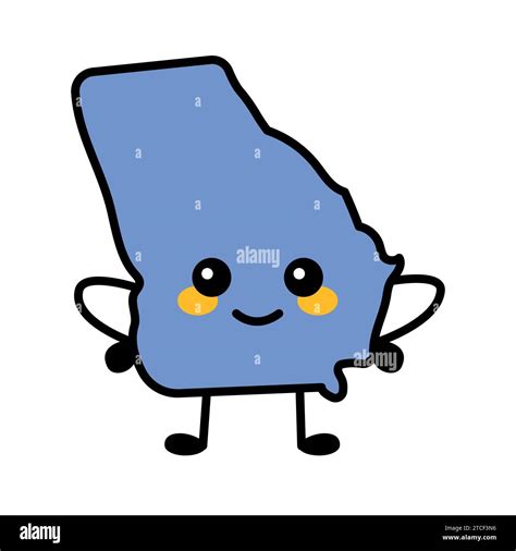 Georgia a US state color element. Smiling cartoon character. United ...