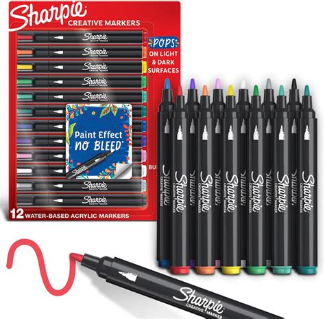 Sharpie Creative Water-Based Bullet Tip Acrylic Markers, Assorted (Pack ...