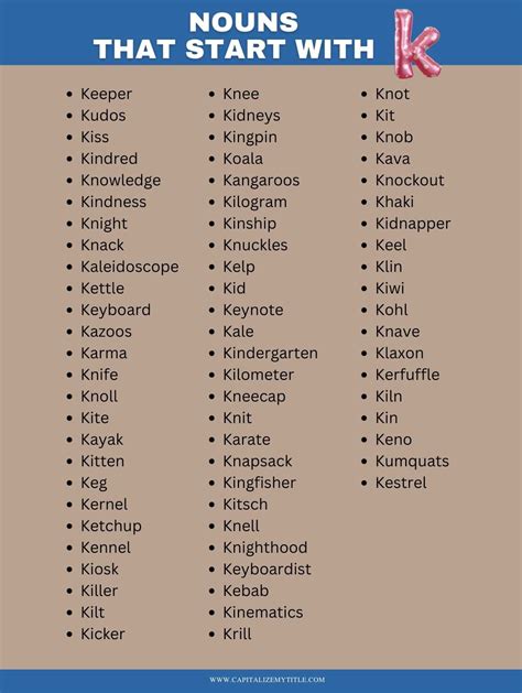 Nouns That Start With K - Capitalize My Title