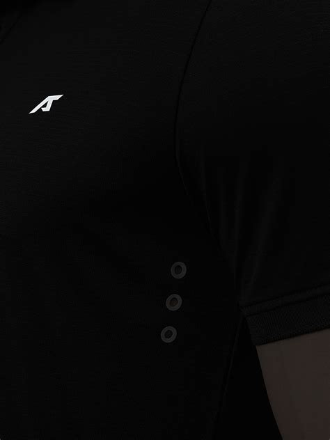 Alcis Men Black Drytech+ Anti-Static Slim-Fit Running Polo T-Shirt