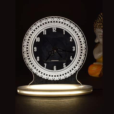 Prosperous Border Design Clock 3D Acrylic Lamp – Joybox Factory