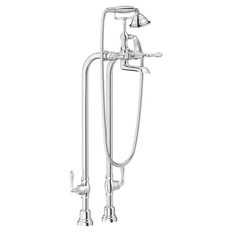 Traditional Floor Mount Bathtub Filler with Hand Shower and Lever ...