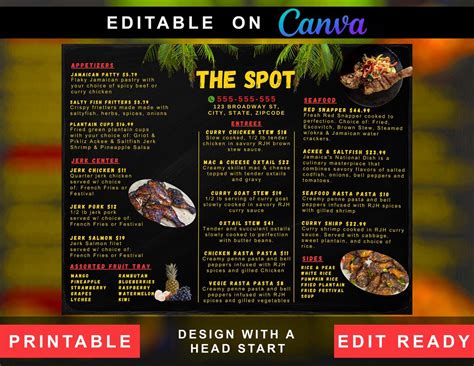 Jamaican Restaurant Menu Template 的图像结果