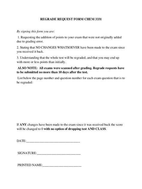 Fillable Online Midterm Exam Regrade Request Form Fax Email Print ...