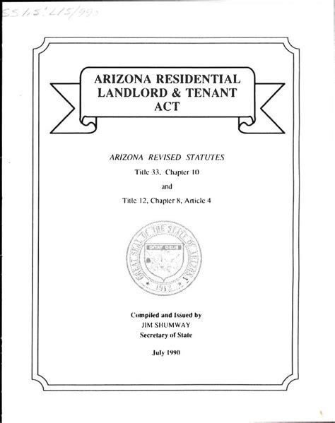 Arizona residential landlord and tenant act : Arizona revised statutes ...