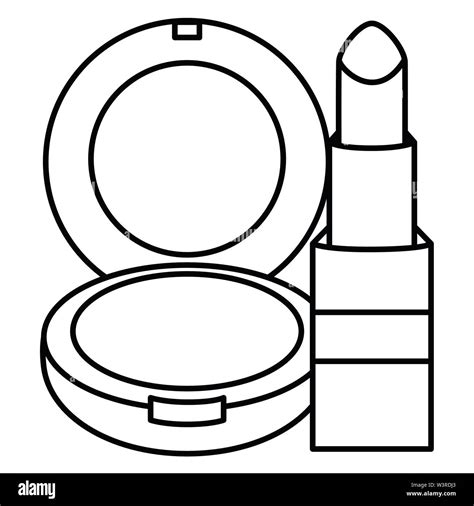 lipstick and blush powder make up drawing vector illustration design ...