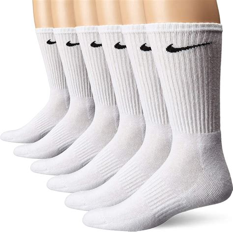Nike Men's Cushioned Crew Socks, 6 Pack, White, Size 8-12, Cotton Blend ...