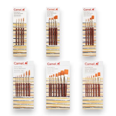 Buy Camel Synthetic Gold Brushes - Round & Flat - Series 66 & 67