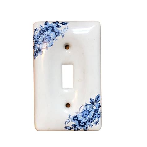 Amertac Light Switch Plate Cover Porcelain White Blue Flowers Delft ...