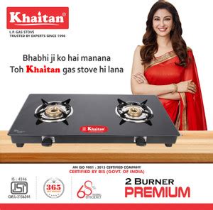 Khaitan 2 Burner Premium Black Glass Manual Gas Stove Price in India ...