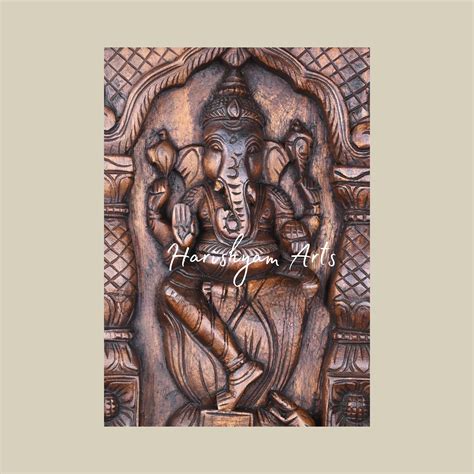 24" Traditional Wooden Ganesha Kavadi with Decorative Gopuram and Pill