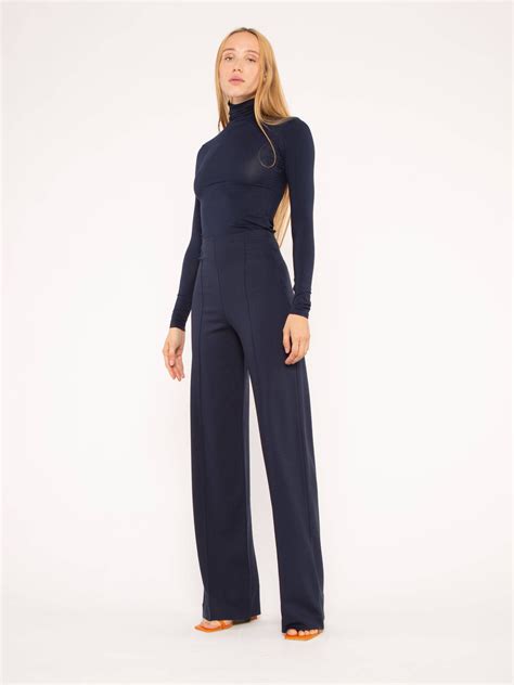 Navy Ponte Knit Straight Leg Pant | Ripley Rader