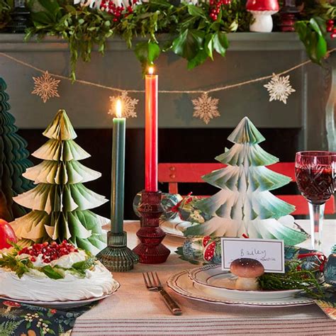 Three Christmas Tree Table Centrepiece Decorations By Bunting & Barrow