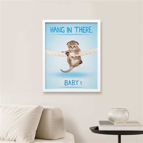SIGNLEADER " Sky Blue Cute Kitty Hanging In The Rope Hang In There Baby ...