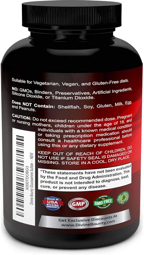 DivineBounty Divine Bounty Glucosamine Sulfate Supplement (2000mg India ...