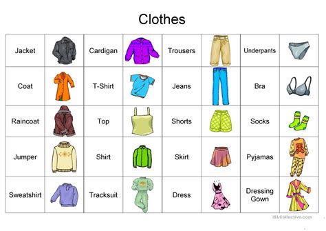 Clothes Vocabulary - English ESL Worksheets for distance learning and ...