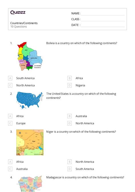 50+ continents worksheets for 6th Class on Quizizz | Free & Printable