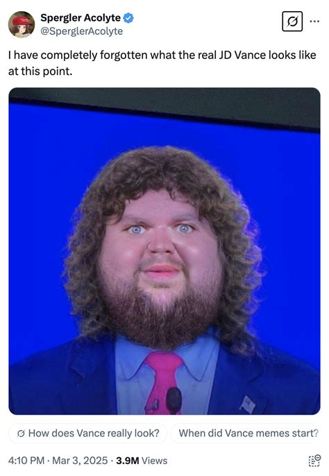 I have completely forgotten what the real JD Vance looks like at this ...