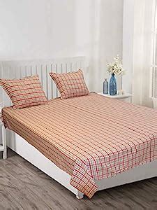 Home Boutique Cotton Woven Double Soft Checked Bed Sheet with 2 Pillow ...