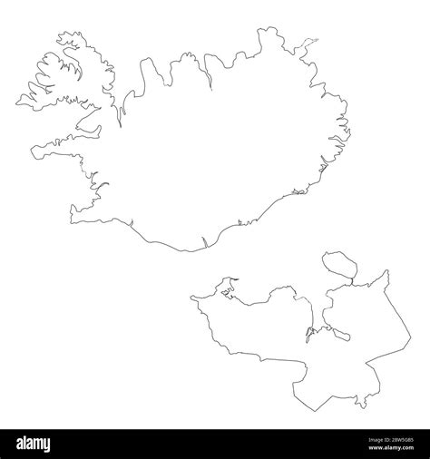 Vector map Iceland and Reykjavik. Country and capital. Isolated vector Illustration. Outline ...