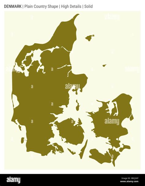 Denmark plain country map. High details. Solid style. Shape of Denmark. Vector illustration ...