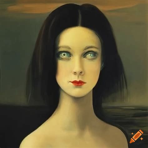Rene magritte's portrait of a beautiful french woman on Craiyon