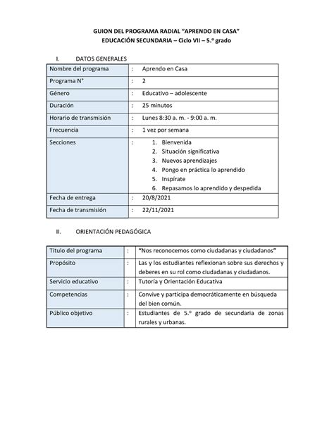 29. Secundaria 5° Ciclo VII Tutoría Sesión 1018 22 Nov. - GUION DEL ...