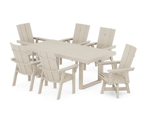 Polywood Modern Adirondack PWS885-1-SA Modern Adirondack 7-Piece Dining ...